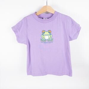 Vintage Kiddy Kats Y2K New England Aquarium Frog Single Stitch Tee Purple Sz 5/6